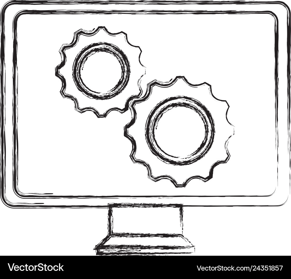 Monitor computer with gears Monitor computer with gears vector image