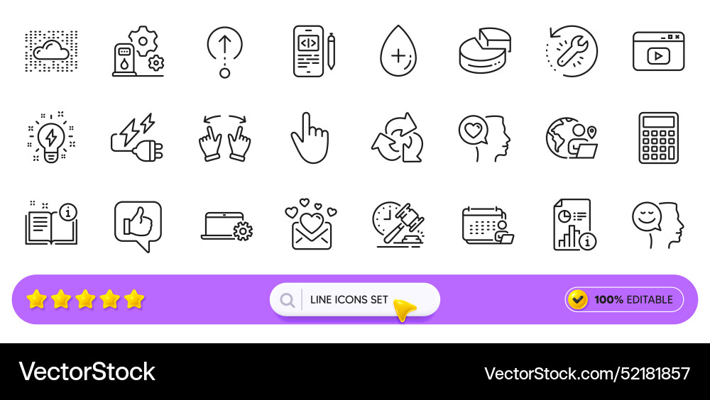 Move gesture cursor and romantic talk line icons Move gesture cursor and romantic talk line icons vector image