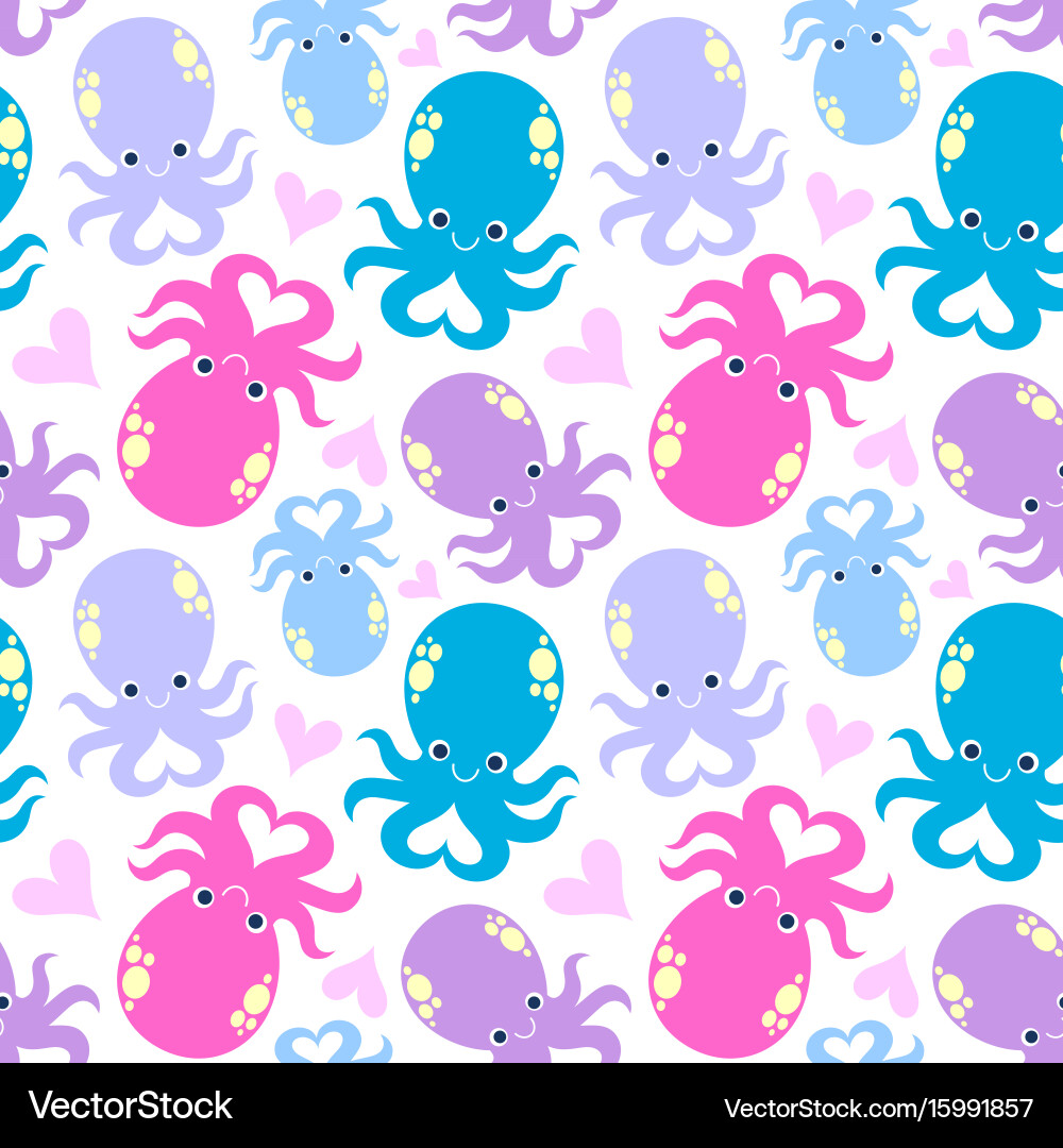 Seamless pattern octopus Royalty Free Vector Image