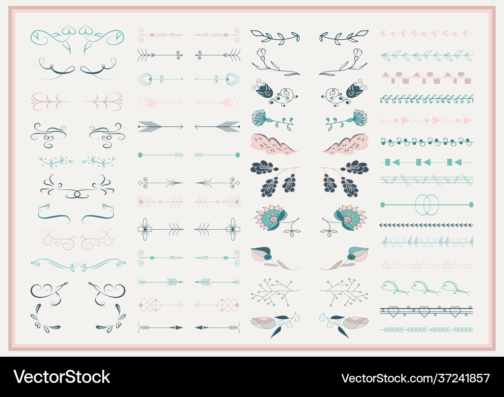 Set ornate frames and scroll elements Set ornate frames and scroll elements vector image