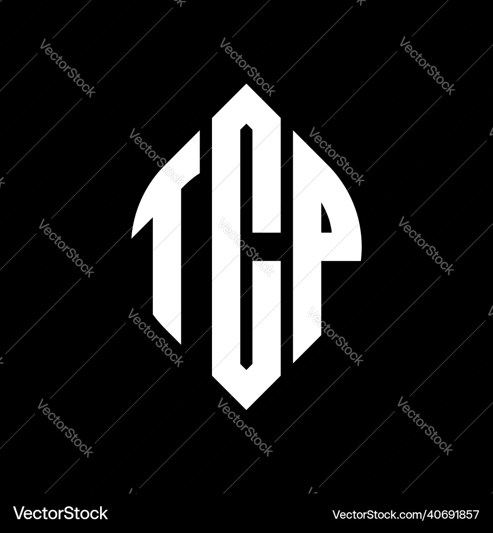 Tcp circle letter logo design vector image