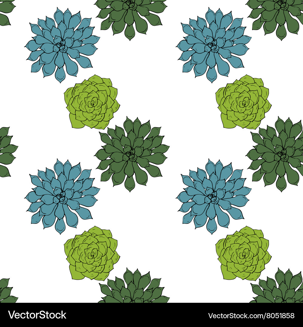 Abstract seamless pattern with succelents Vector Image