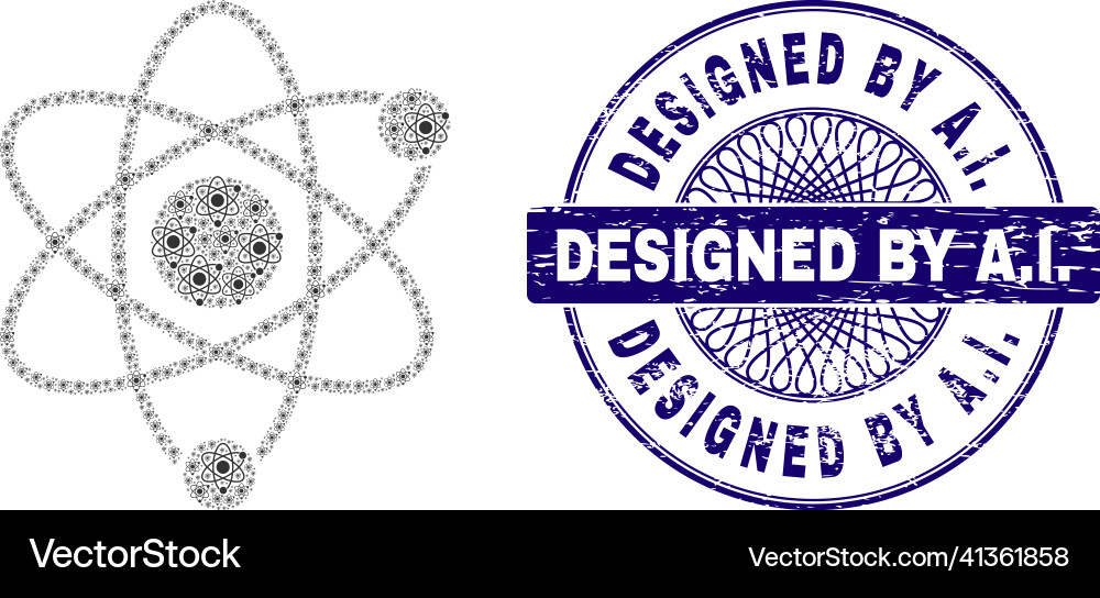 Atomic fractal mosaic of icons and textured Vector Image