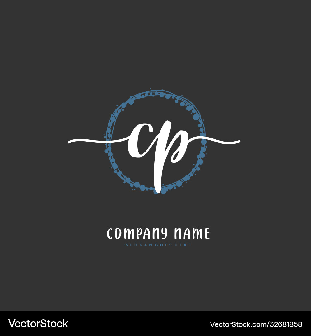 C p cp initial handwriting and signature logo C p cp initial handwriting and signature logo vector image