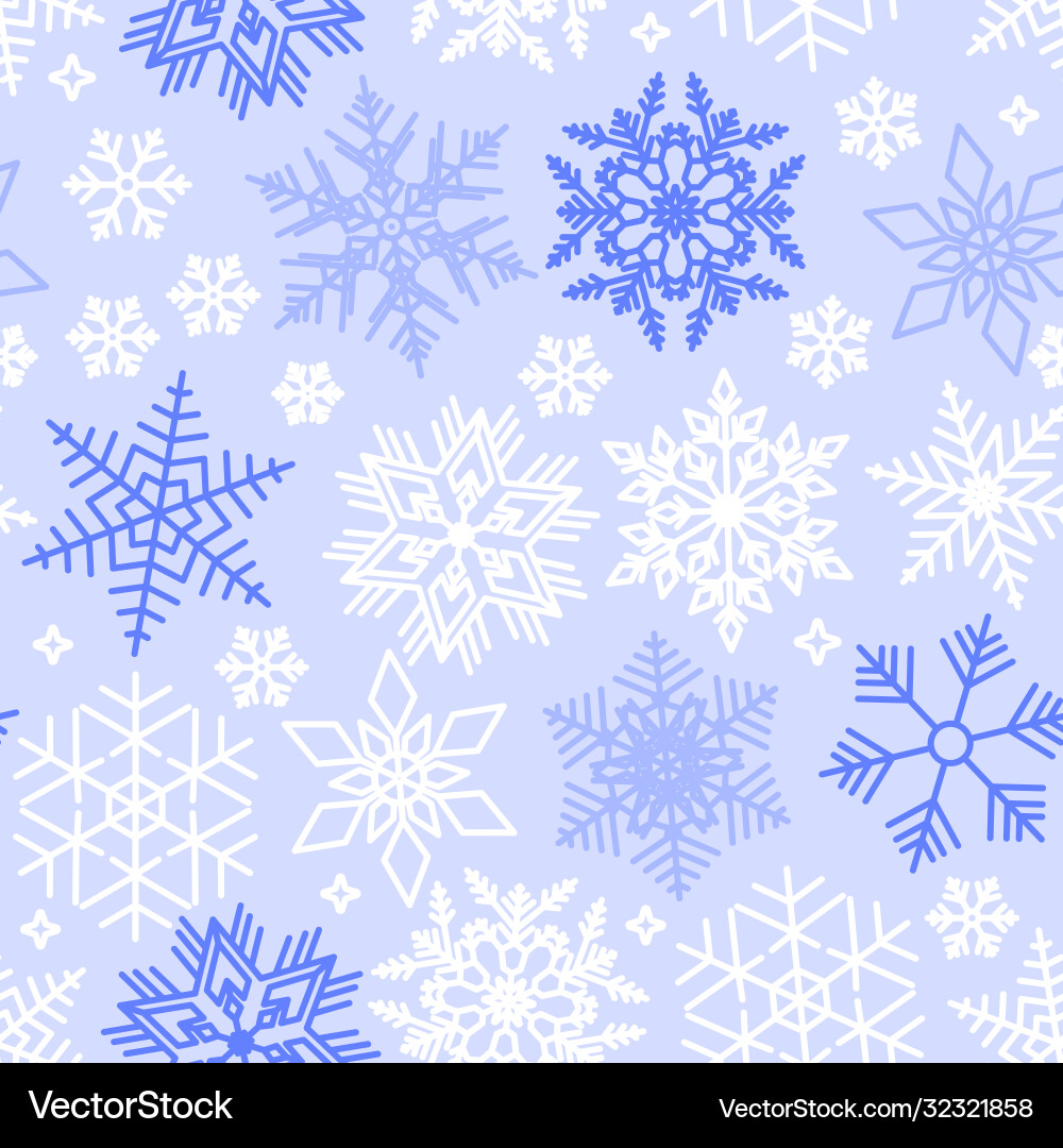 Christmas background with different snowflakes Vector Image