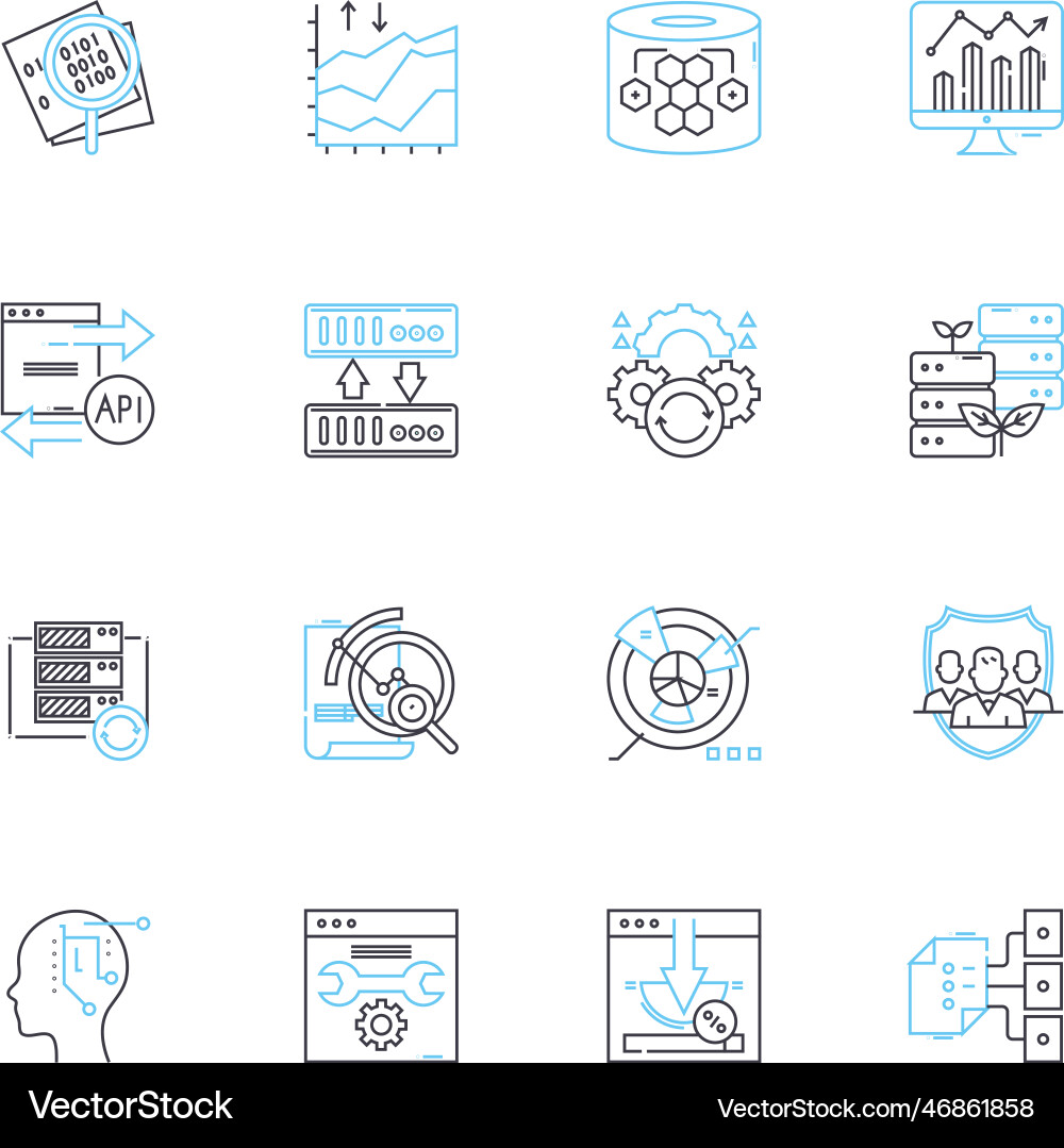 Cybersecurity linear icons set encryption vector image