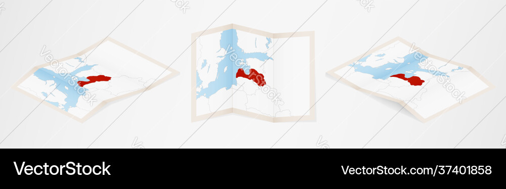 Folded map latvia in three different versions Vector Image