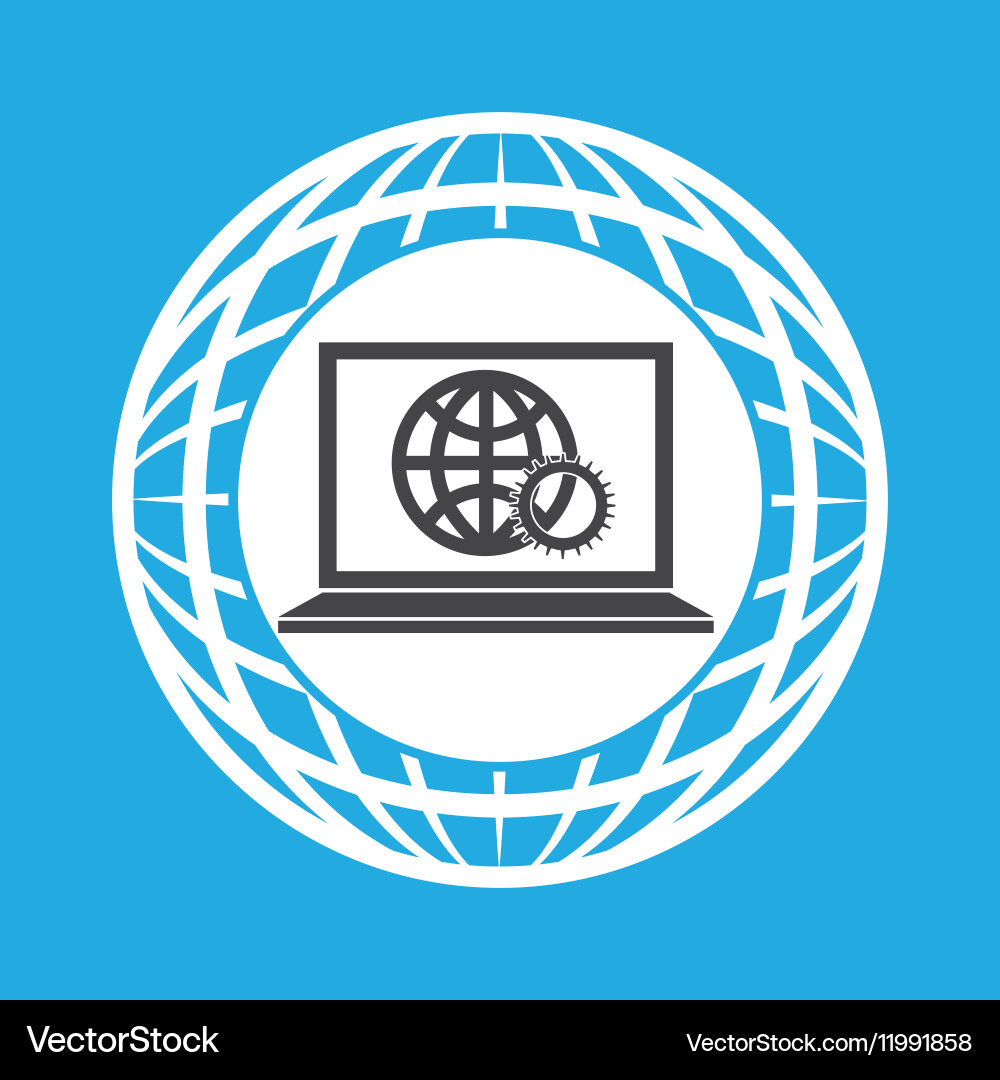Globe computer gear connected communication vector image