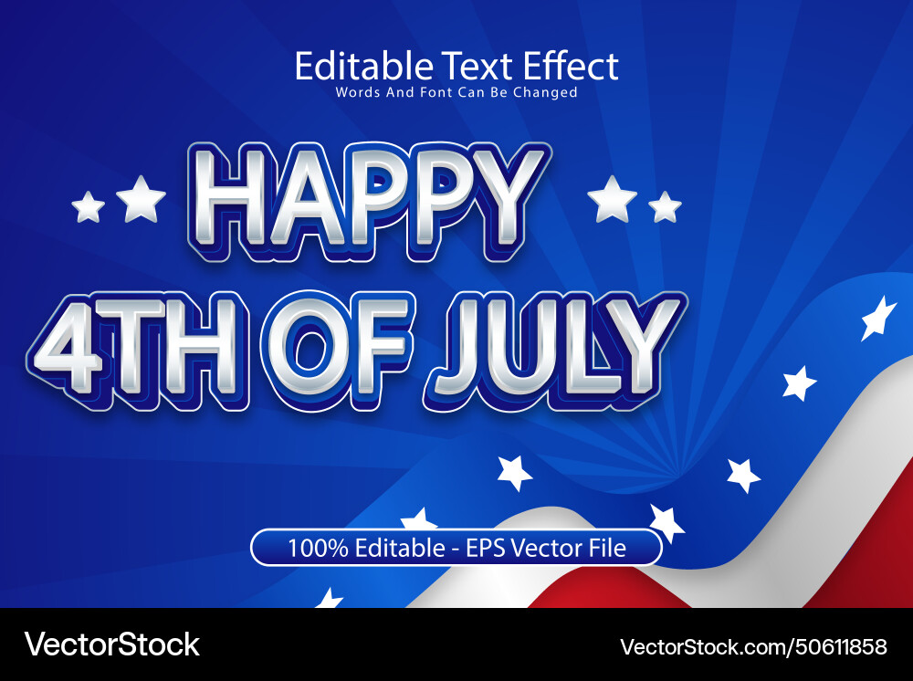 Happy 4th of july editable text effect 3 Happy 4th of july editable text effect 3 vector image
