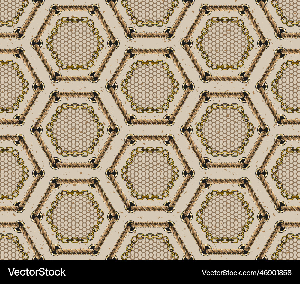 Hexagonal pattern with rope lacing chains Hexagonal pattern with rope lacing chains vector image