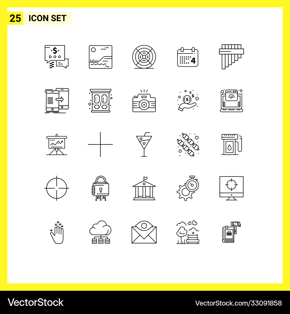 Modern set 25 lines and symbols such as data vector image