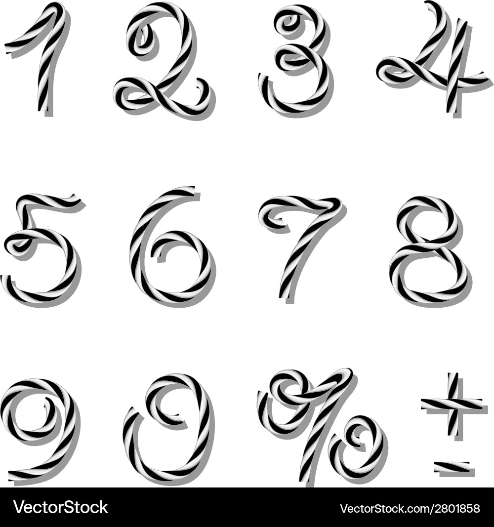 Numbers set in twine style Vector Image