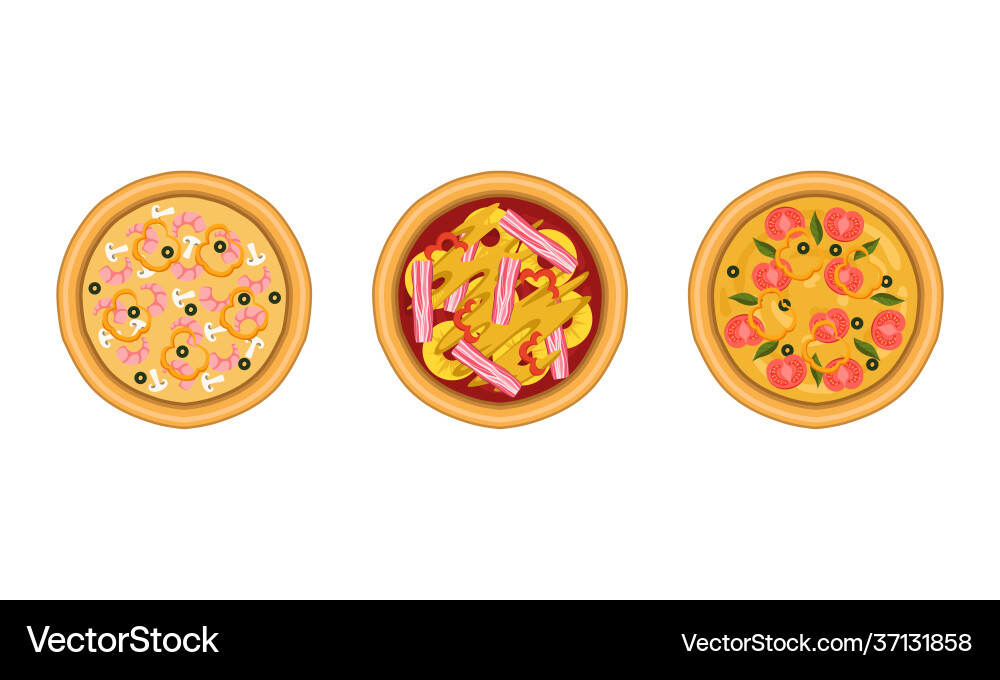 Pizza als herzhaftes italienisches Gericht mit runder Abflachung Pizza als herzhaftes italienisches Gericht mit runder Abflachung vektorbild
