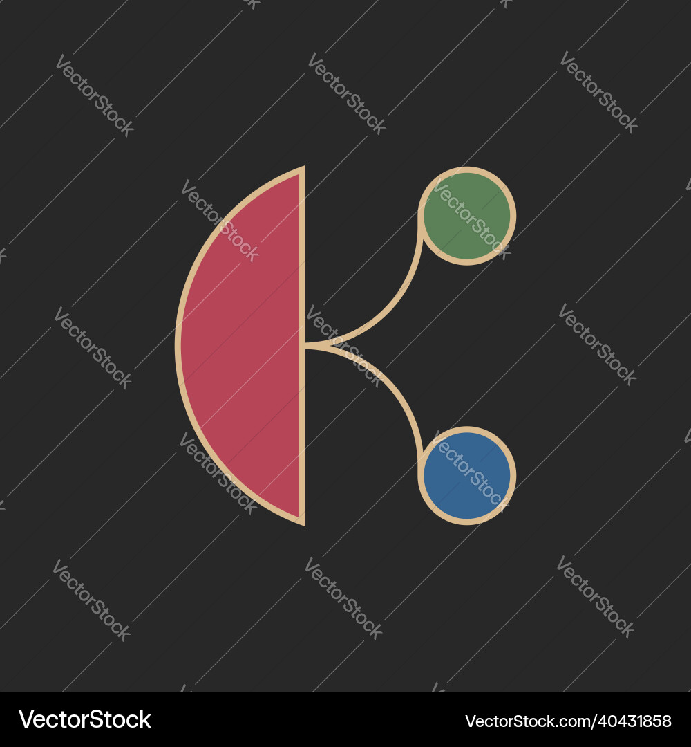 Playful logo k letter colorful artwork retro Playful logo k letter colorful artwork retro vector image