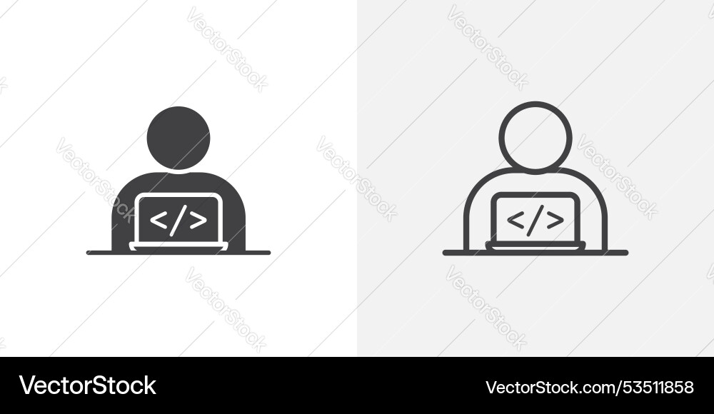 Programmerline in thin line black color flat Programmerline in thin line black color flat vector image