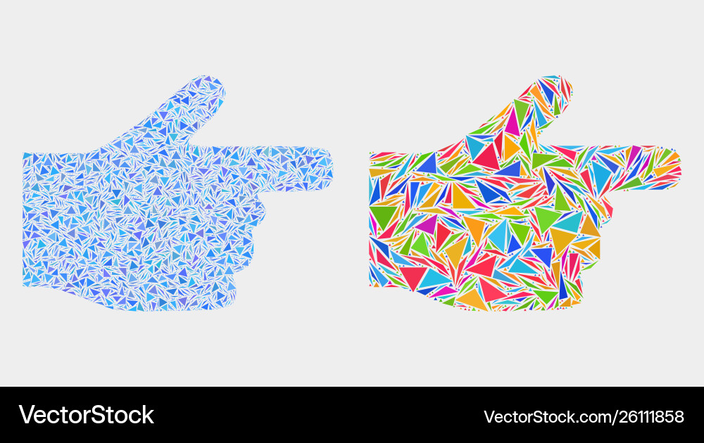 Right pointer finger mosaic icon Right pointer finger mosaic icon vector image