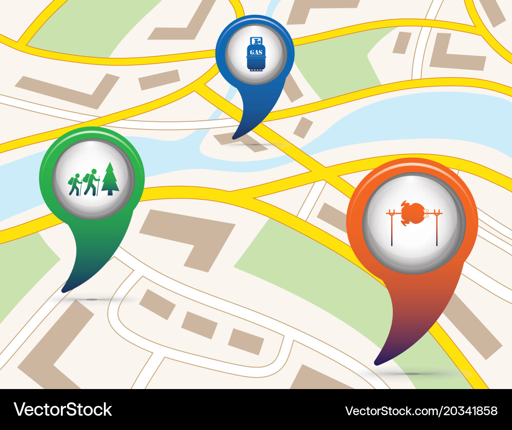Set of tourism service map pointers Vector Image