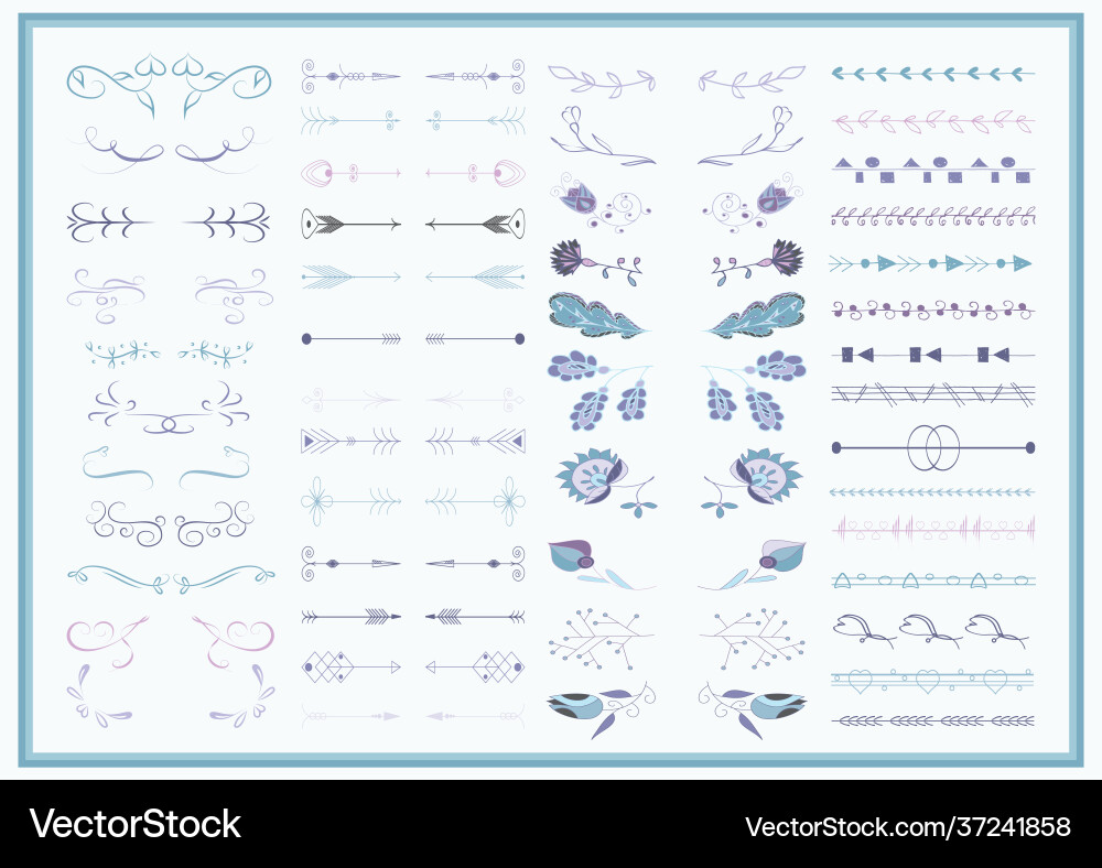 Set ornate frames and scroll elements Set ornate frames and scroll elements vector image