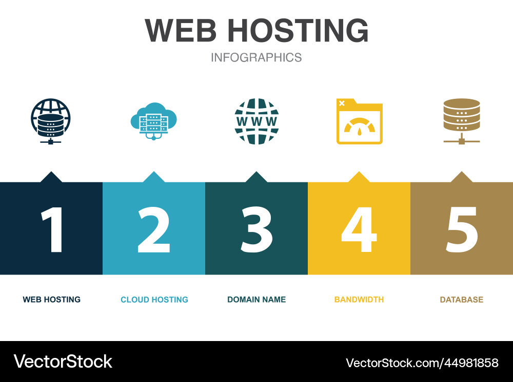 Web hosting icons infographic design template vector image