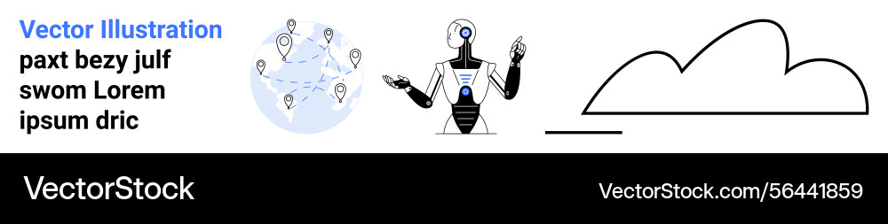 Artificial intelligence robot with global network Artificial intelligence robot with global network vector image