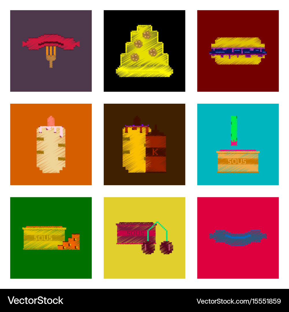 Assembly of flat shading style pixel icon fast vector image