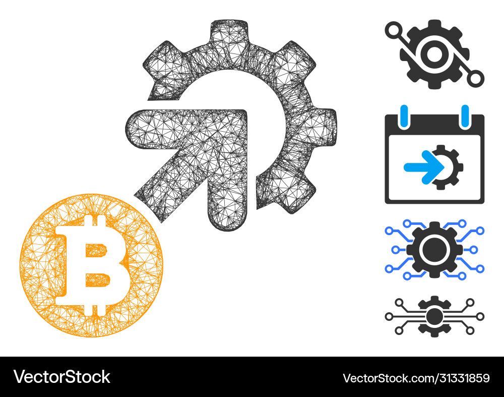 Bitcoin integration cog web mesh Bitcoin integration cog web mesh Vector Image
