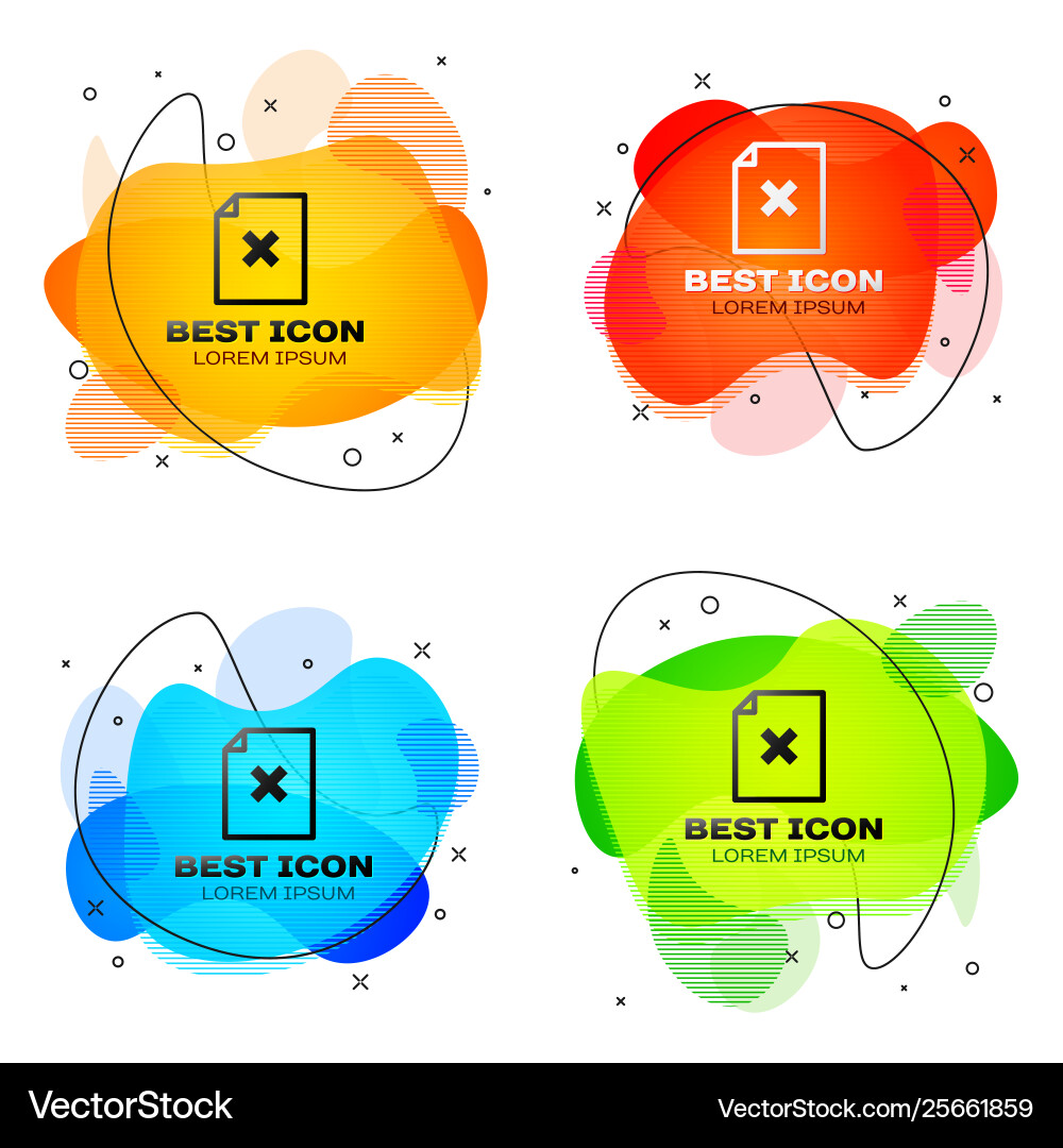 Black delete file document icon isolated rejected Vector Image
