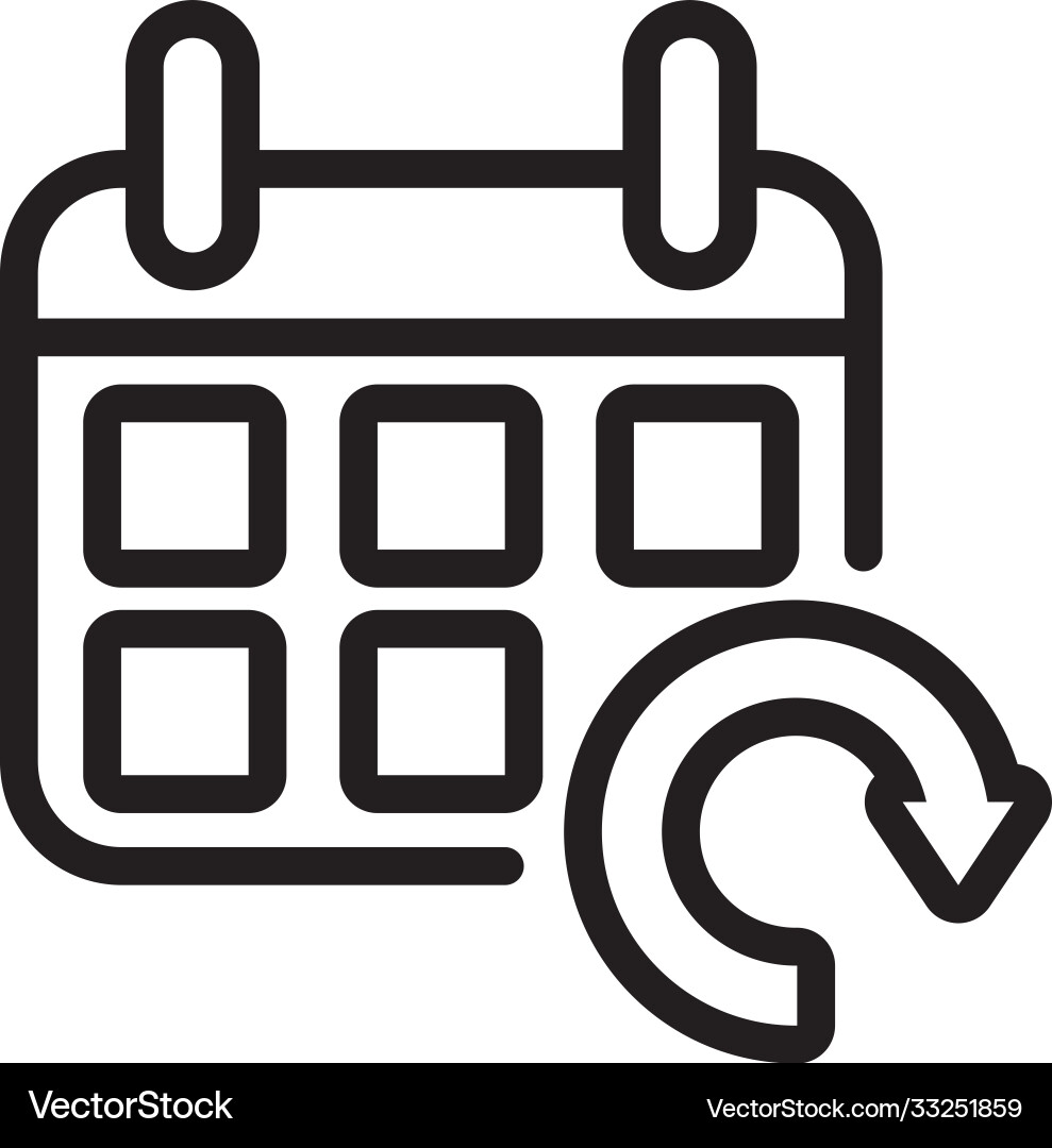Calendar reminder with arrow reload line style Calendar reminder with arrow reload line style vector image