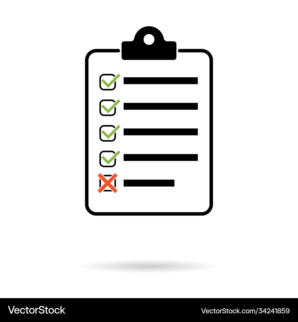 Check list checklist flat web icon with shadow Check list checklist flat web icon with shadow Vector Image