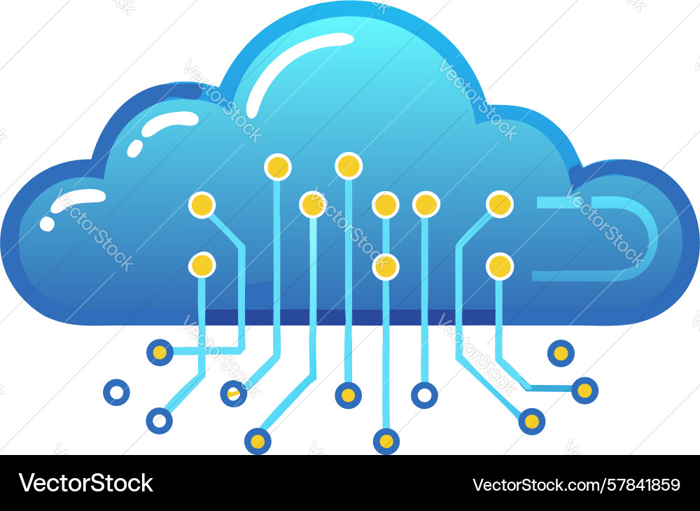 Cloud circuit board data flow design generative vector image