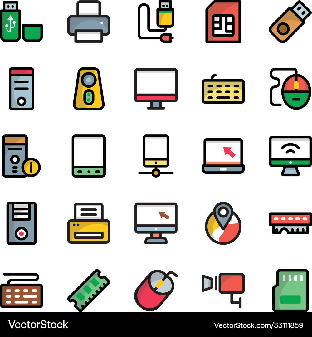 Computer and hardware icons set Vector Image