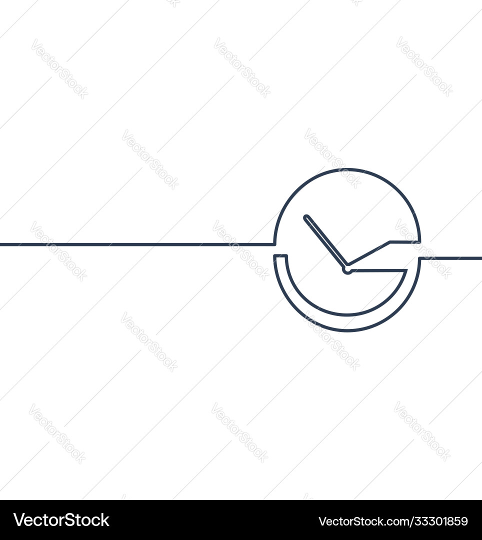 Continuous one line drawing clock Continuous one line drawing clock vector image