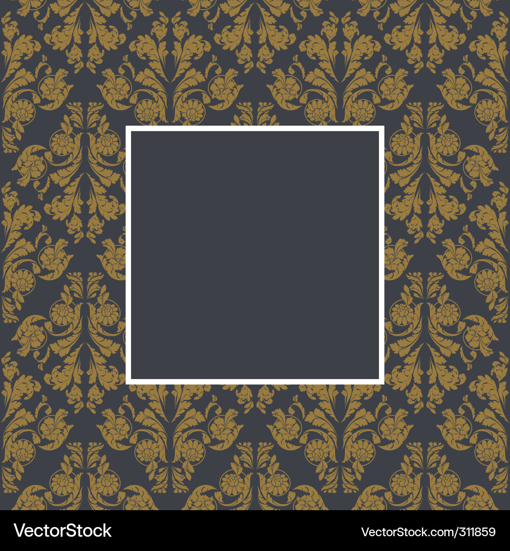Damask pattern and frame vector image