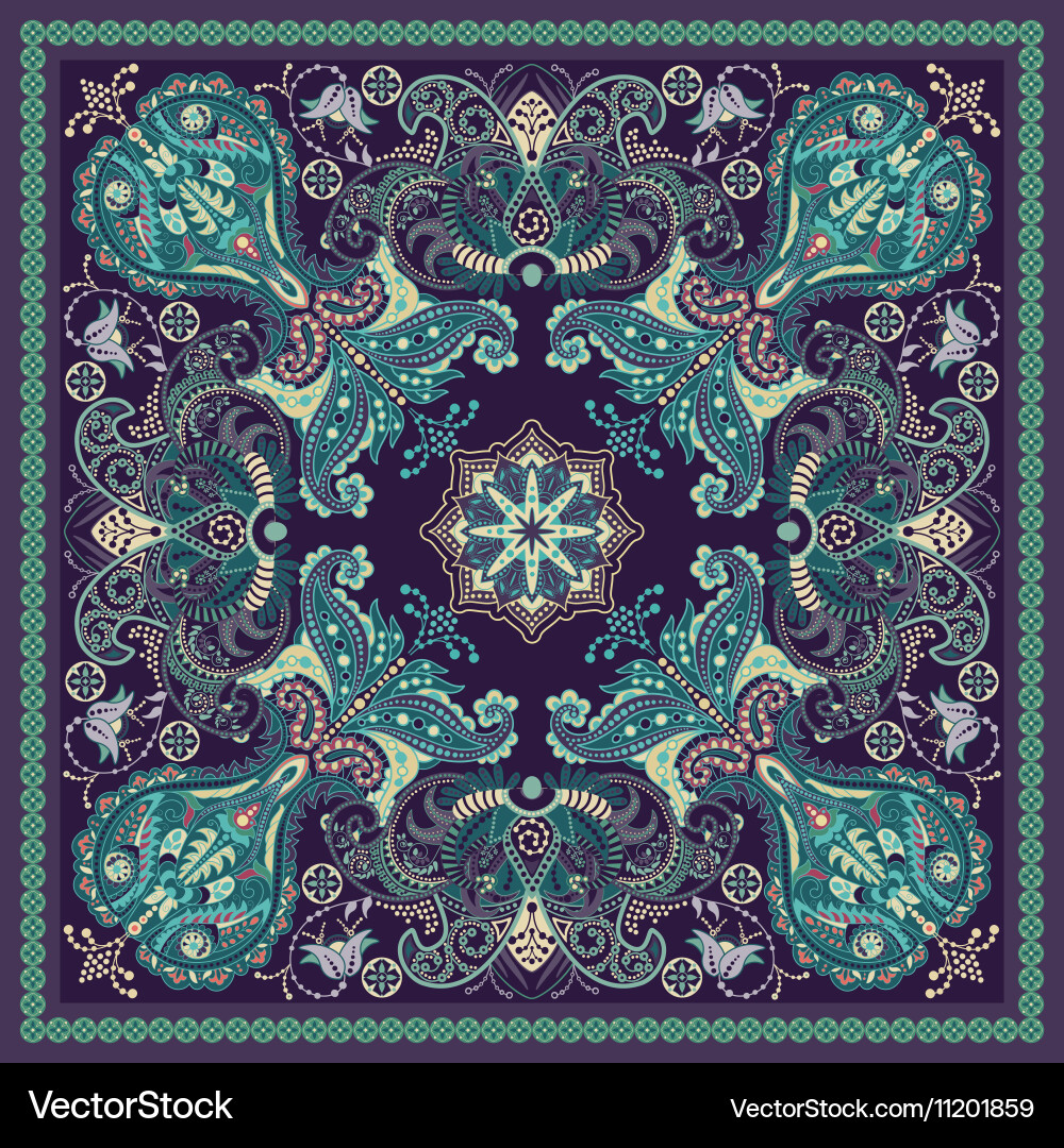 Design for square pocket shawl textile paisley Vector Image