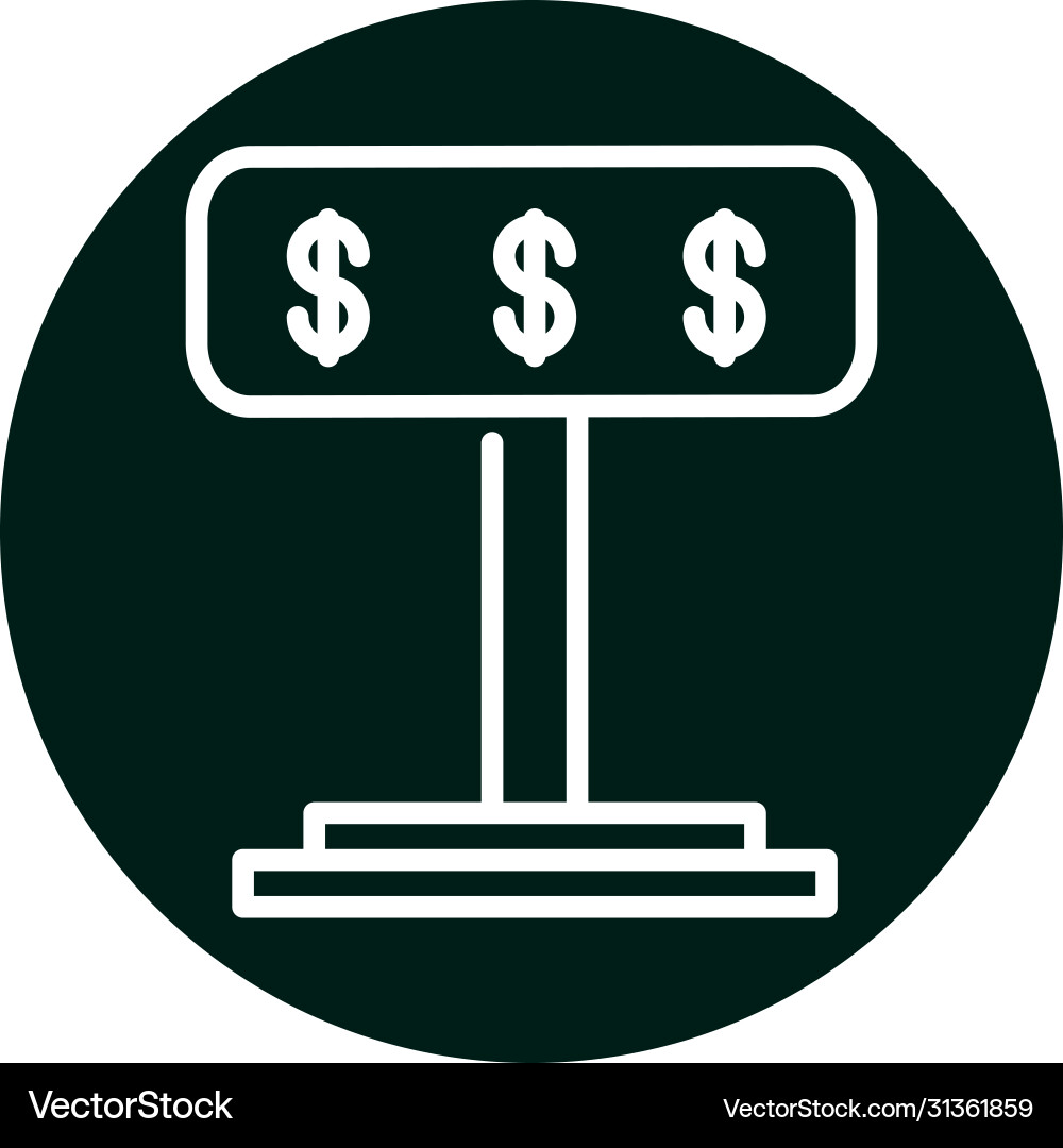 Dollars inside banner block and line style icon vector image