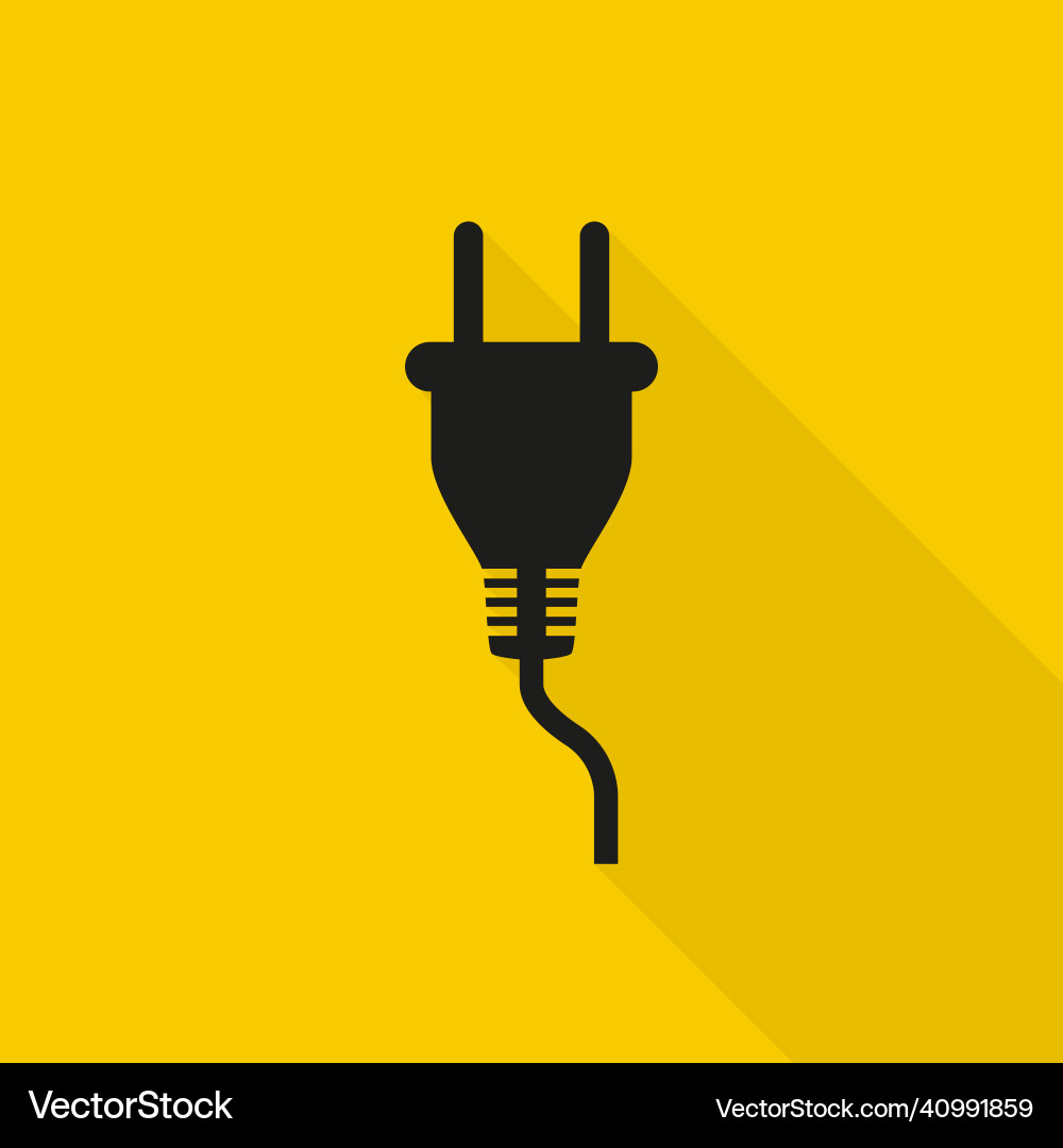 Electric plug icon with cable Royalty Free Vector Image