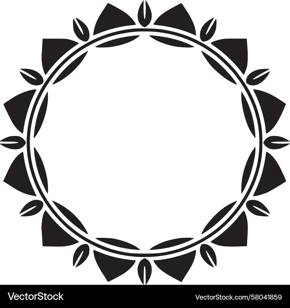 Elegant Circle Frame - Botanical Pattern Vector Image