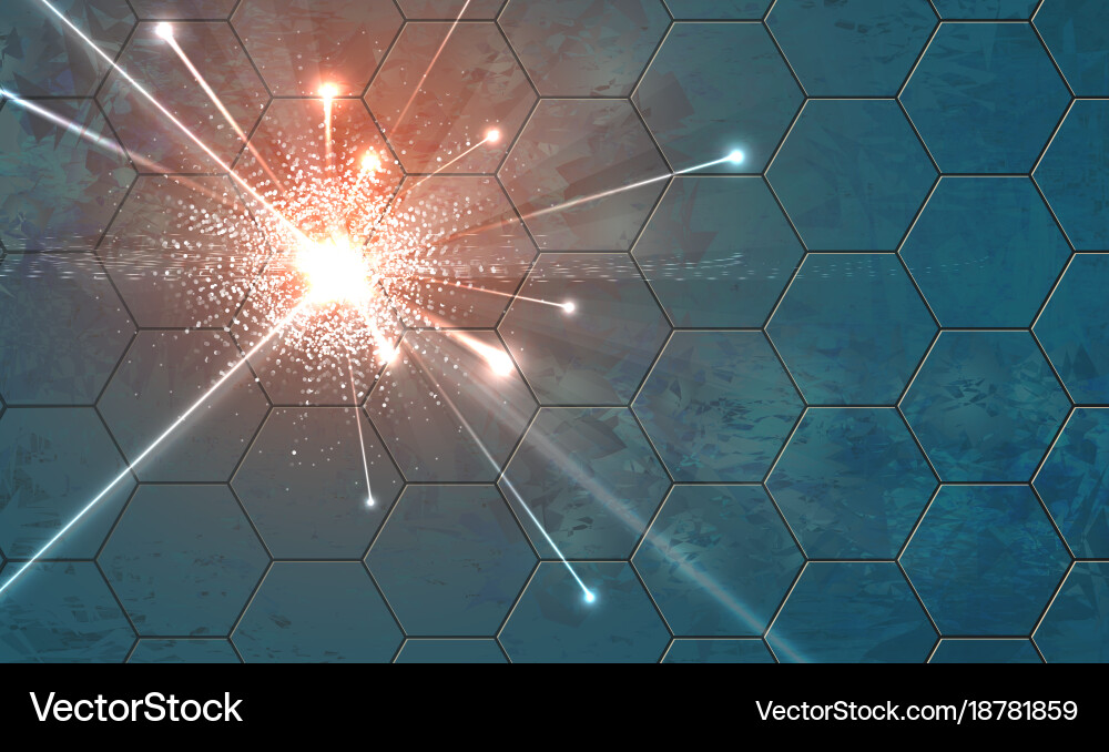 Explosion on a background with hexagons vector image