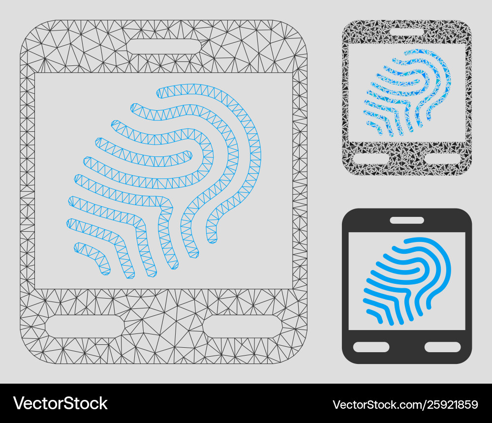 Fingerprint scanner mesh network model Fingerprint scanner mesh network model vector image