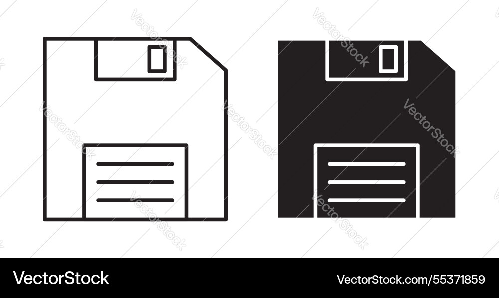 Floppy disk icon set in thin line for web vector image