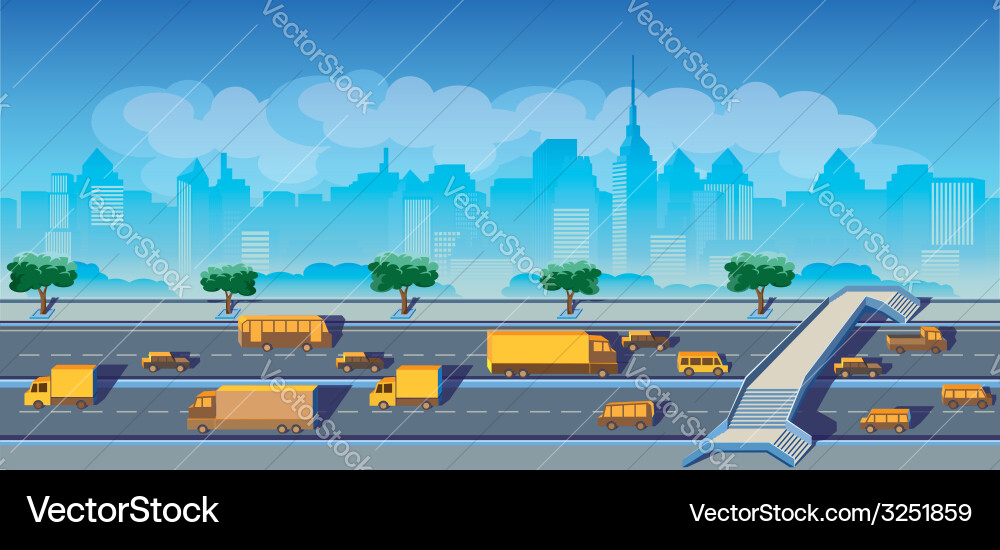 Highway in a big city Royalty Free Vector Image