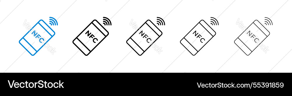 Nfc communication icons in five different stroke Nfc communication icons in five different stroke vector image