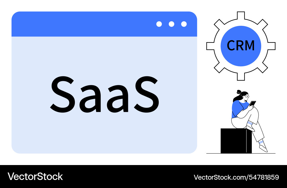 Saas concept with crm integration and person using Saas concept with crm integration and person using vector image
