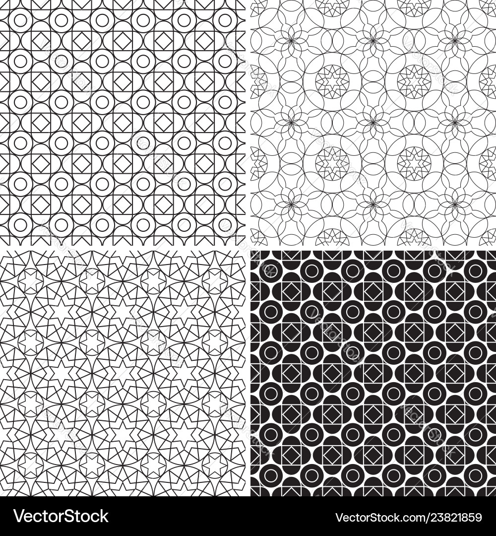 Set monochrome geometric patterns without Vector Image
