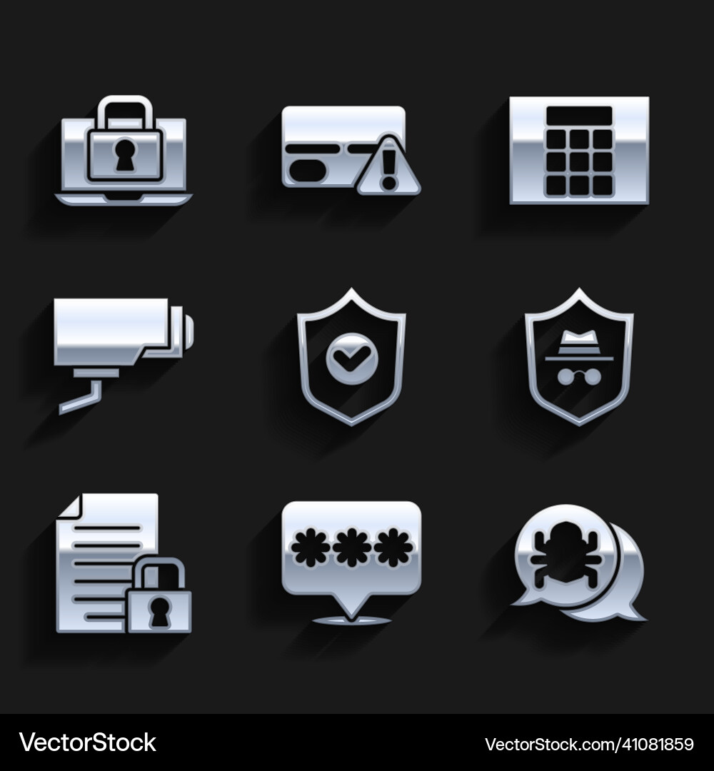 Set shield with check mark password protection Vector Image