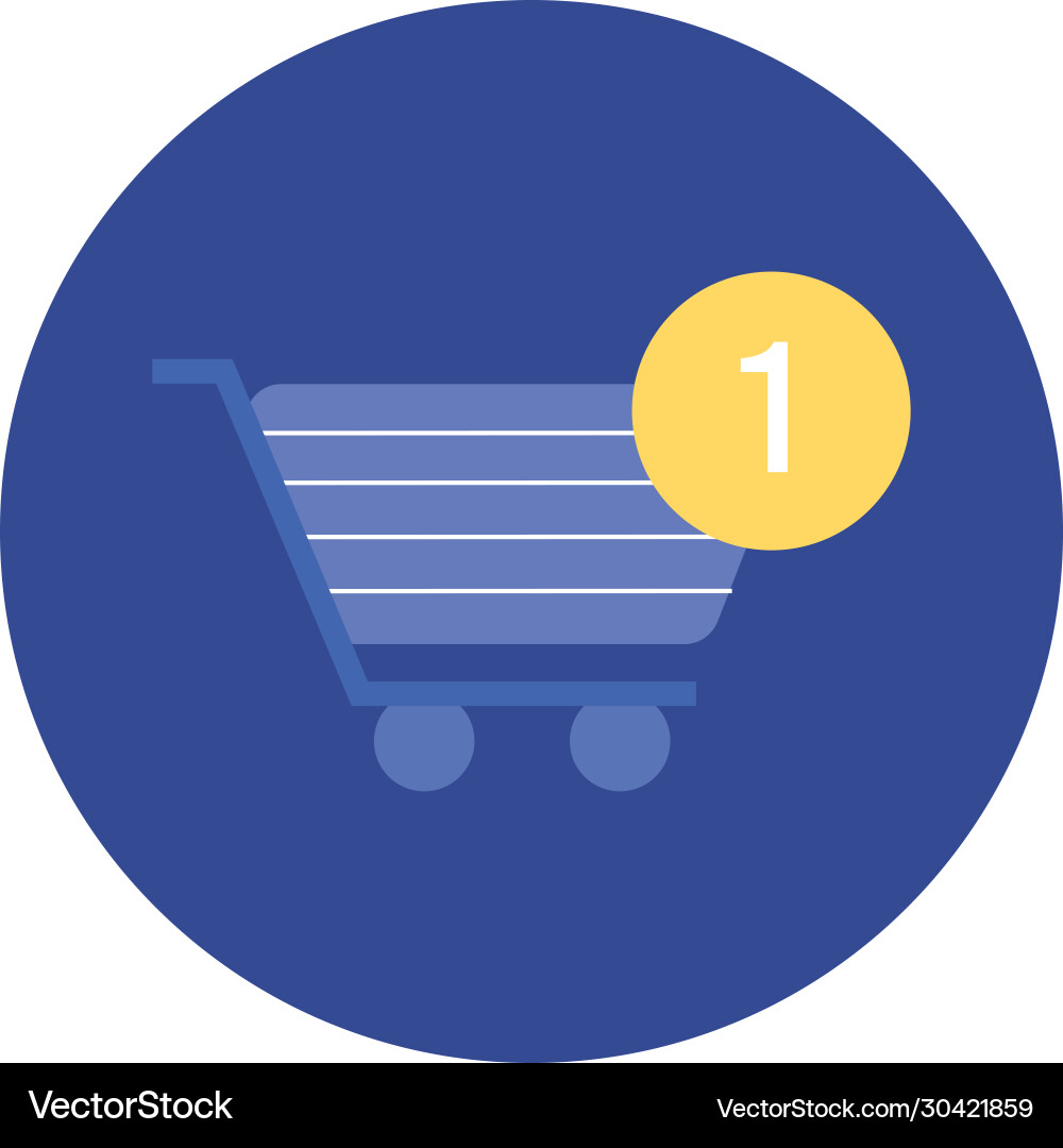 Shopping cart trolley with number one block Vector Image