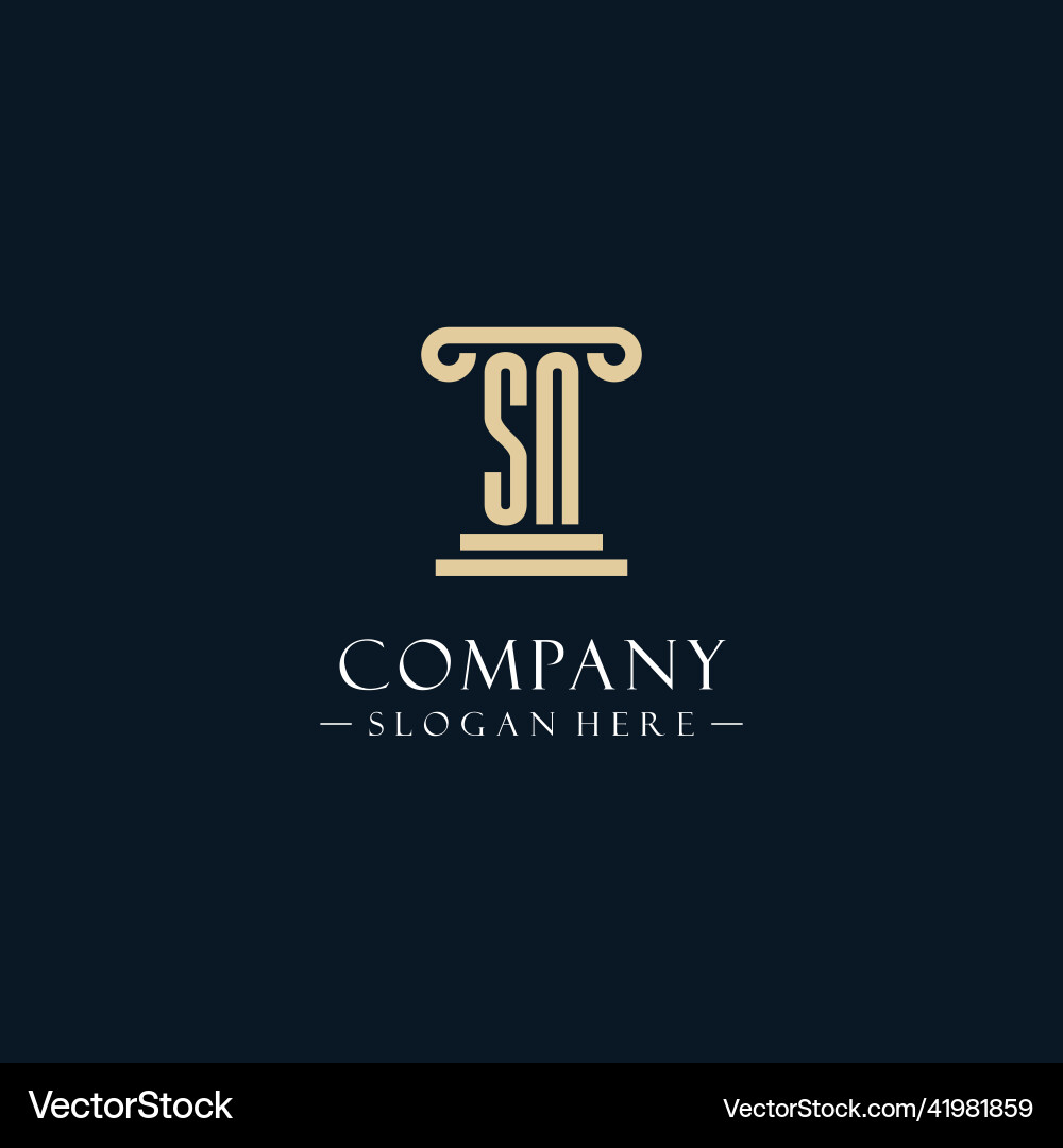 Sn initial monogram logos with pillar shapes style Vector Image