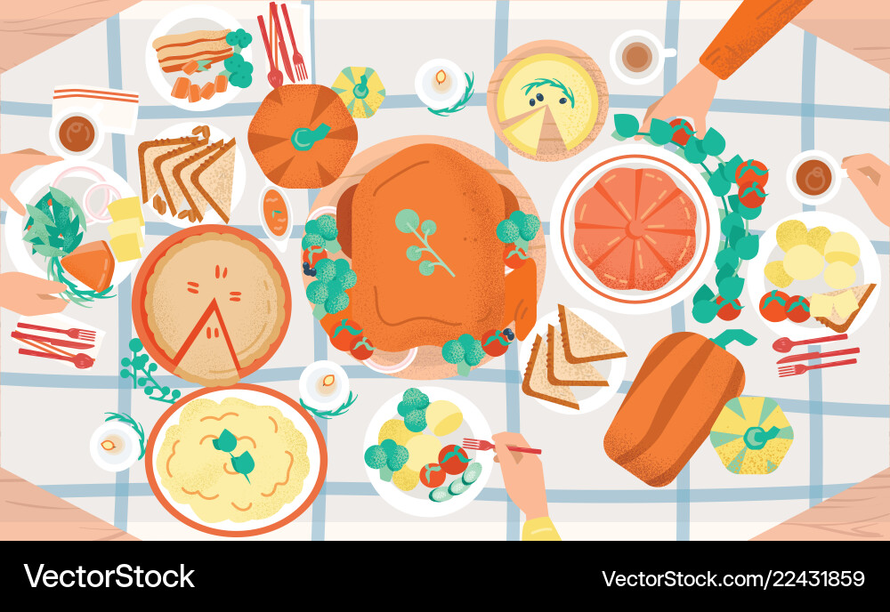 Thanksgiving festive dinner tasty traditional Thanksgiving festive dinner tasty traditional vector image