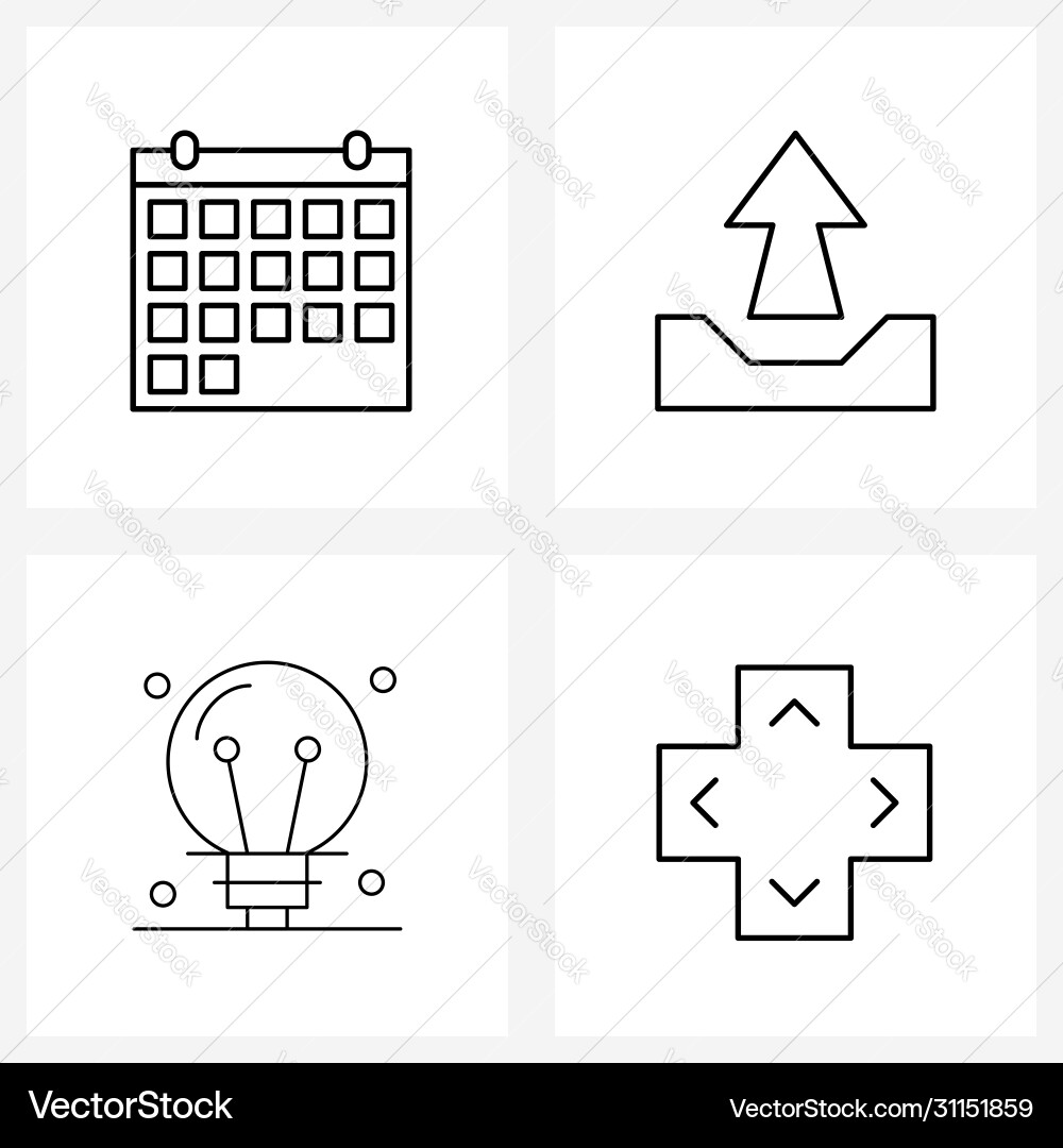 Ui set 4 basic line icons calendar Vector Image