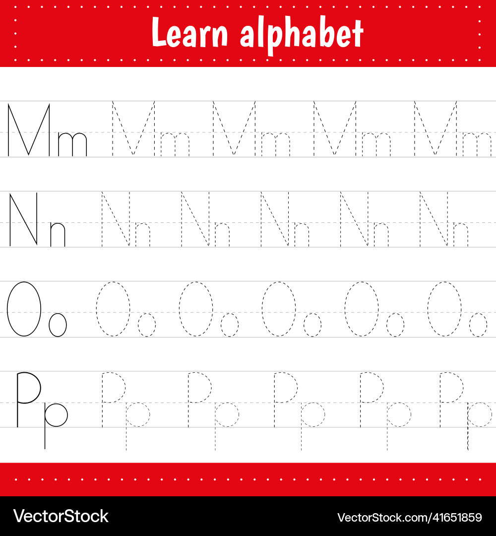Writing letters tracing page practice sheet Writing letters tracing page practice sheet Vector Image